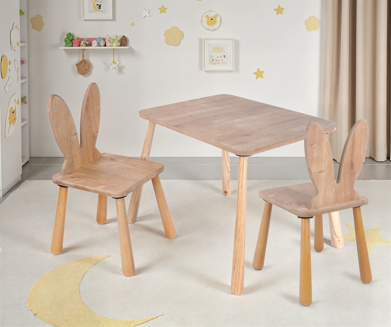 Set masa si scaun pentru copii, Hanah Home, BLTYZ-AKTV059-1, Stejar - imagine 3